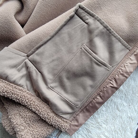 Athleta Girl Size XL 14 Teddy Fleece Jacket Coat, Brown Tan Woods Khaki Like New - Picture 9 of 9
